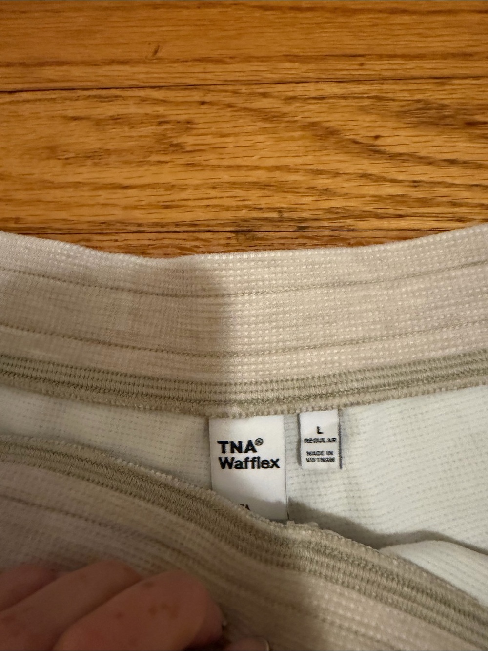 Aritzia TNA Wafflex Marks Pant Heather Ecru Wide Leg Lounge Pants L - Picture 3 of 11